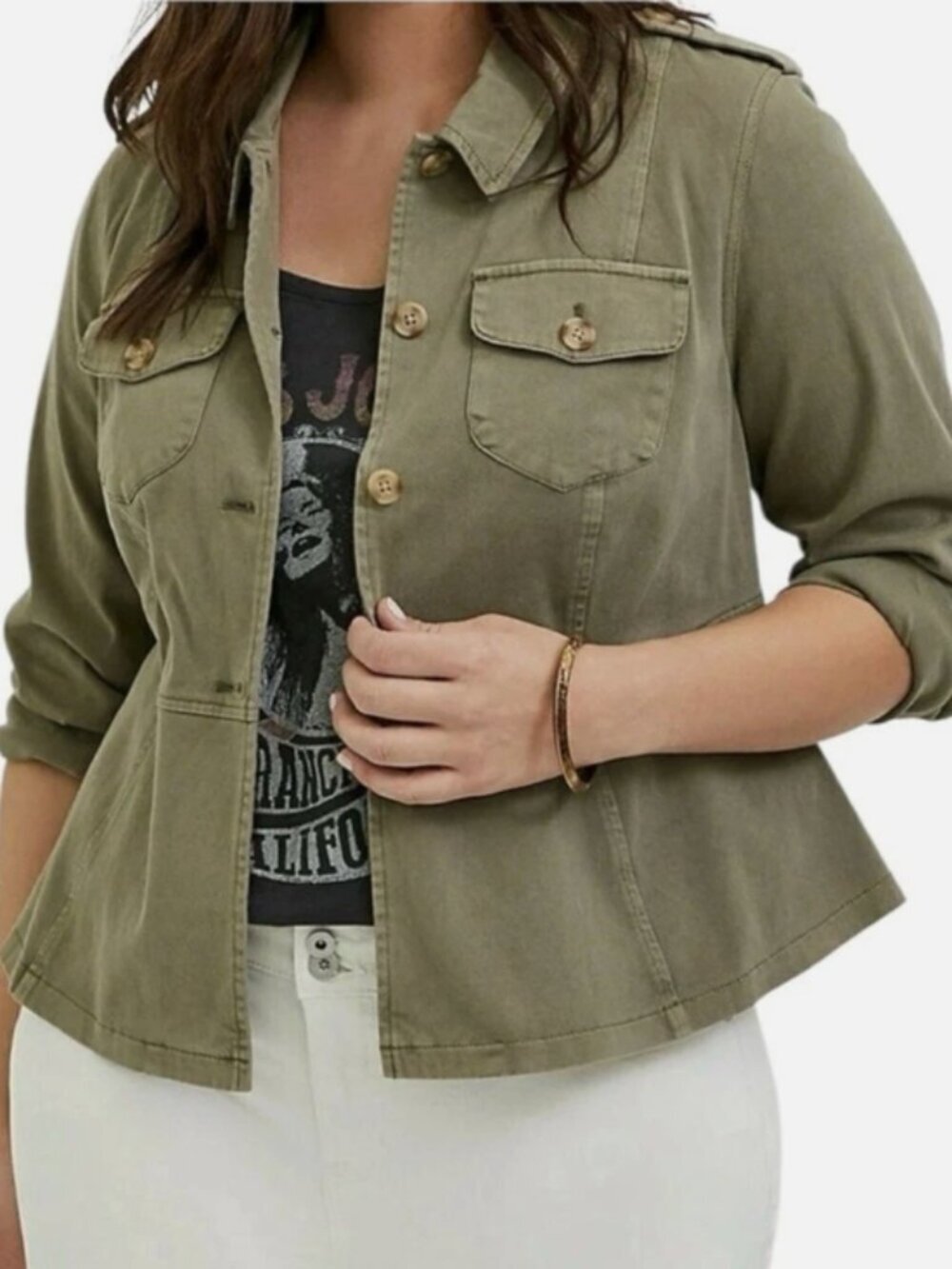 Torrid Twill Peplum Utility Jacket